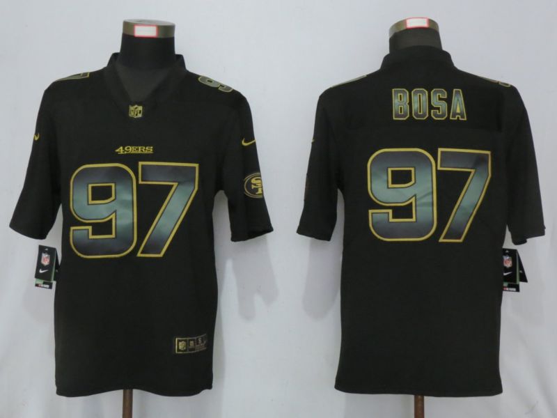 Men San Francisco 49ers 97 Bosa Black Gold Stitched Nike Vapor Untouchable Limited NFL Jerseys